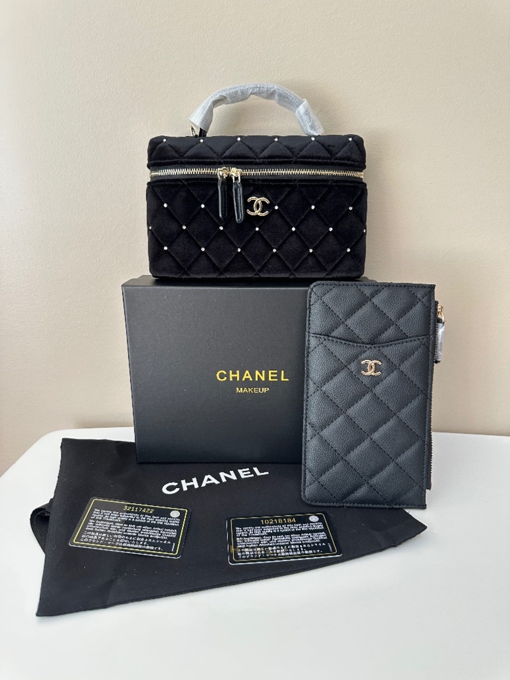 Black Velvet Glittering Rhinestone Handbag Crossbody & Pebbled Leather Wallet